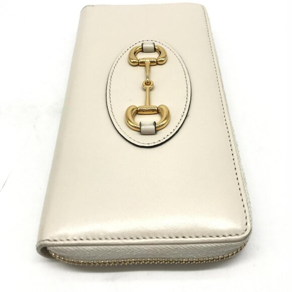 Authentic Gucci Horsebit Cream Zip Around Leather Gold Hardware - Picture 2 of 10